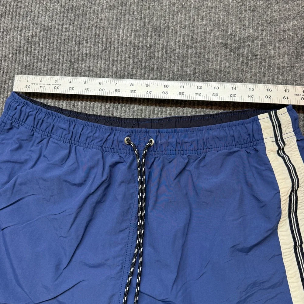 Nautica Mens Blue Swim Trunks XXL White Stripe Drawstring Quick Dry Board Shorts